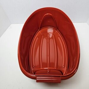 Tupperware Roast Turkey Flavor Savor Pan Oval Paprika Orange Rack Lid 12.5"‎ 487